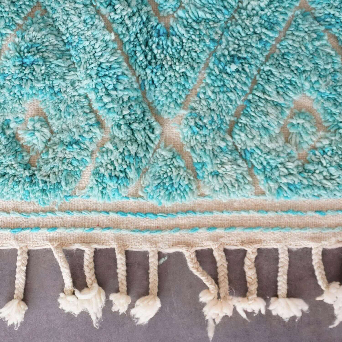 Turquoise Beni Ourain Rug - Berber Handicraft