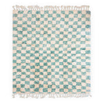 Turquoise Checkered Rug - Berber Handicraft