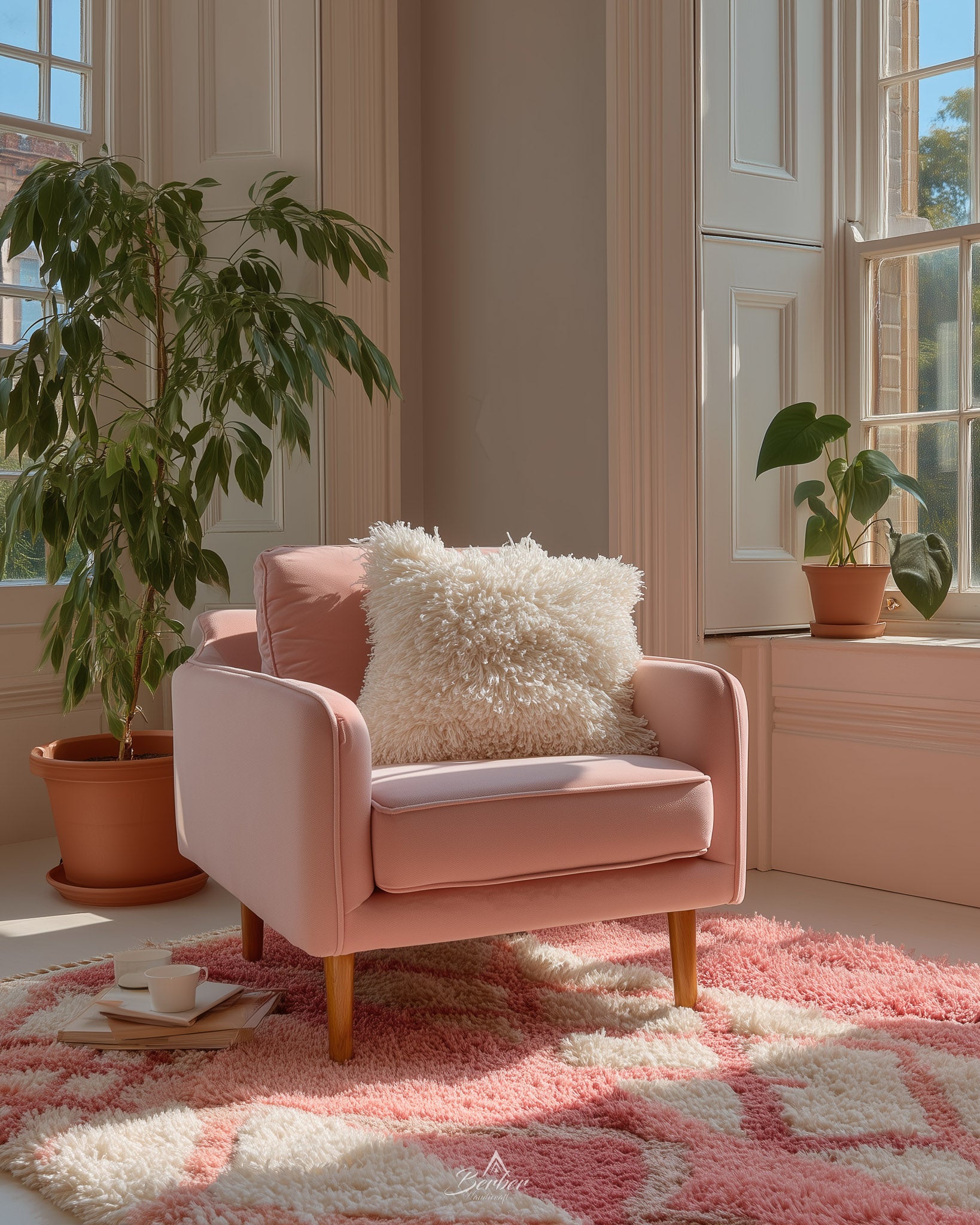 u9897872332_Pink_Moroccan_rug_in_a_cozy_reading_corner_sunlight_de25747b-a172-428c-af11-288279b91610-Berber Handicraft