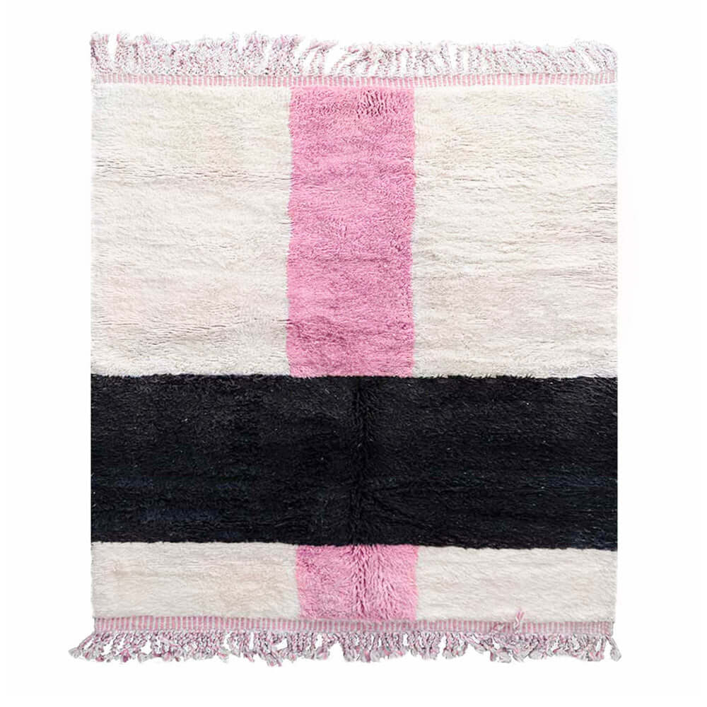 White Pink Moroccan Rug - Berber Handicraft