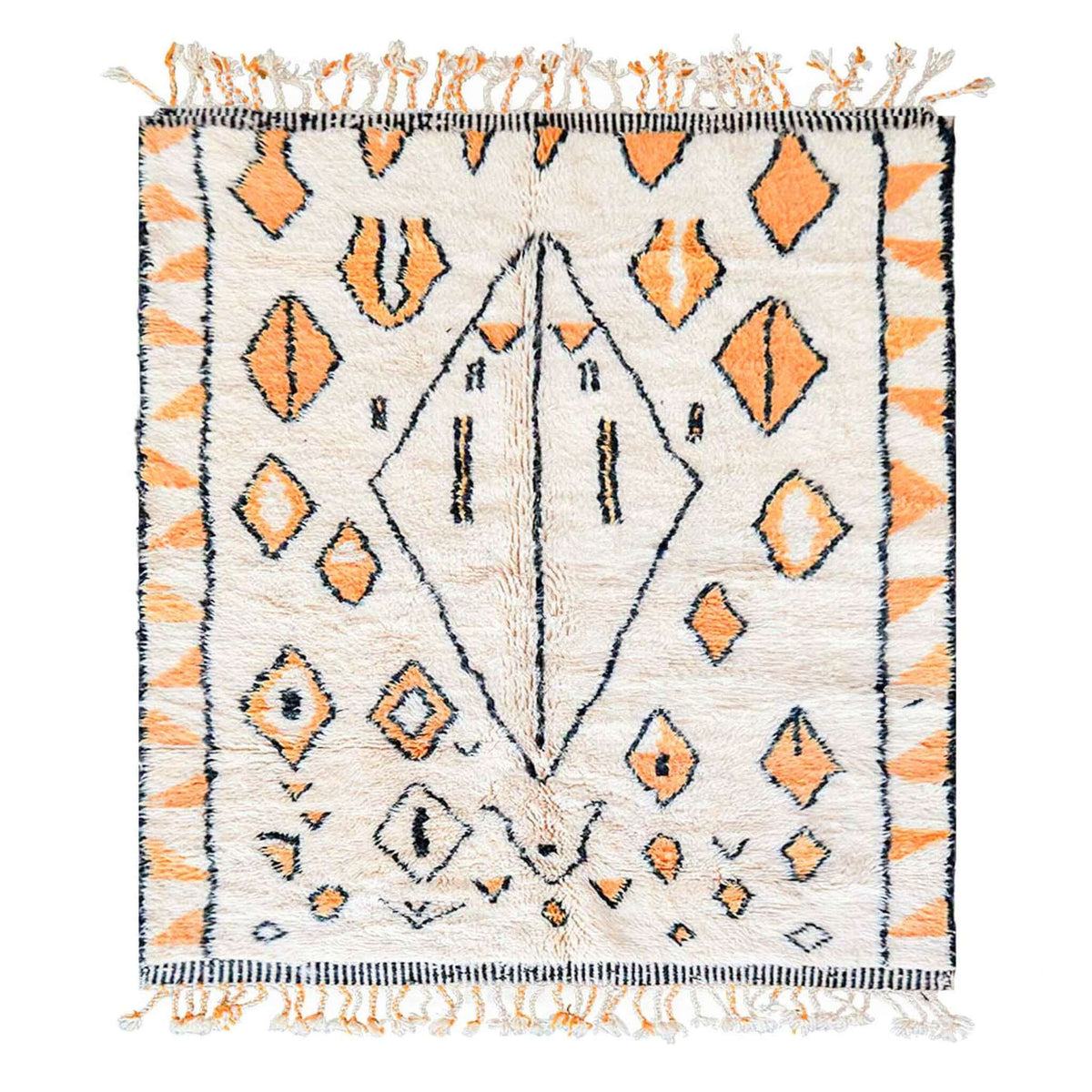 Orange Diamond Moroccan Rug - Berber Handicraft