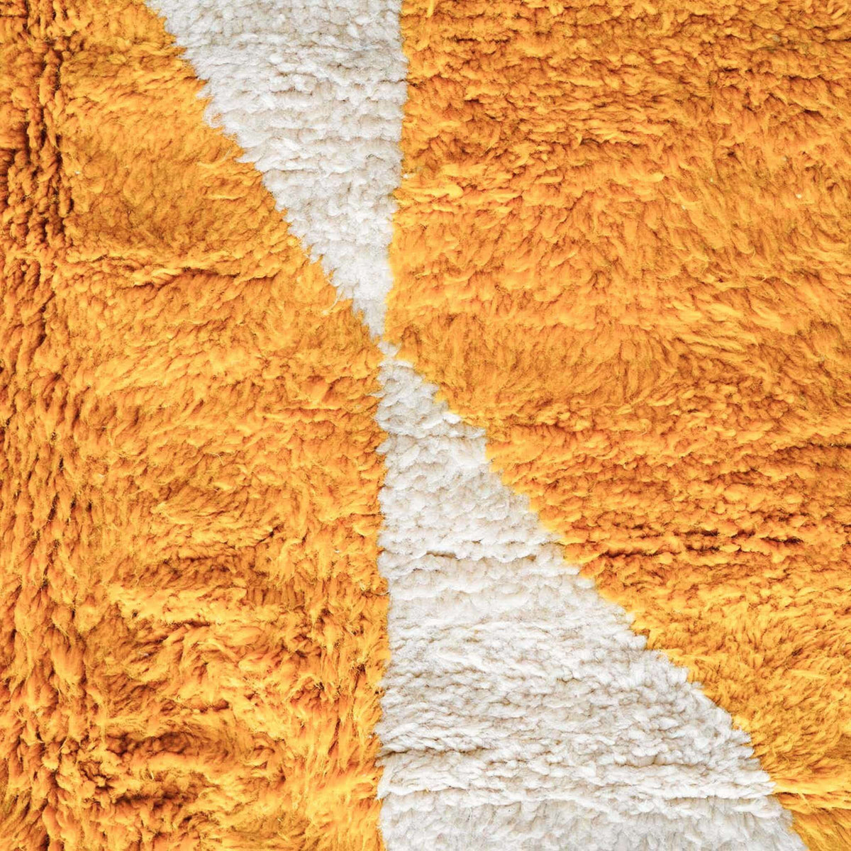 Orange and White Wool Rug - Berber Handicraft