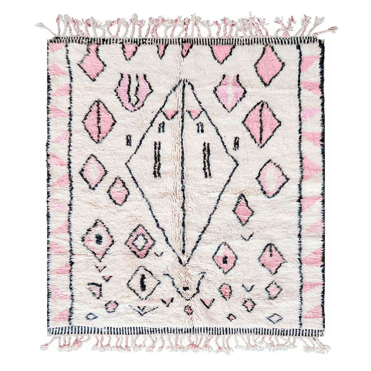 Pink and White Azilal Rug - Berber Handicraft