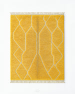 Yellow Beni Ourain Rug 3 X 5 Ft | 90 X 150 Cm / With Tassels / Short (0.4” / 1 cm)