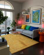 Yellow Beni Ourain Rug 3 X 5 Ft | 90 X 150 Cm / With Tassels / Short (0.4” / 1 cm)