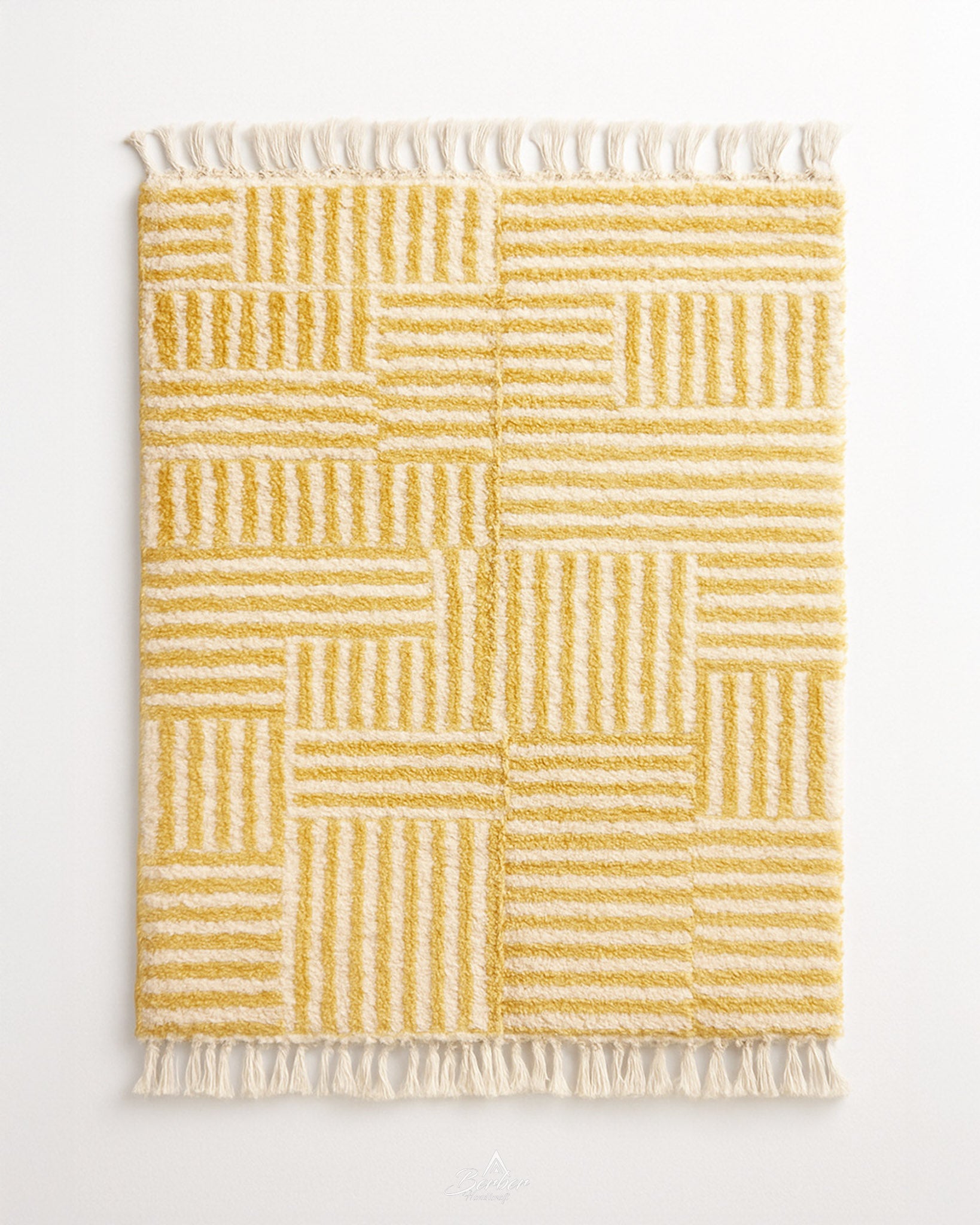 Yellow Boho Rugs 3 X 5 Ft | 90 X 150 Cm / With Tassels / Short (0.4” / 1 cm)