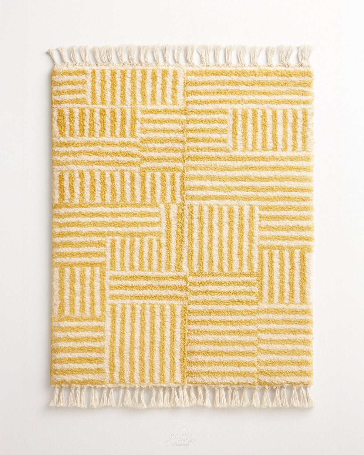 Yellow Boho Rugs 3 X 5 Ft | 90 X 150 Cm / With Tassels / Short (0.4” / 1 cm)