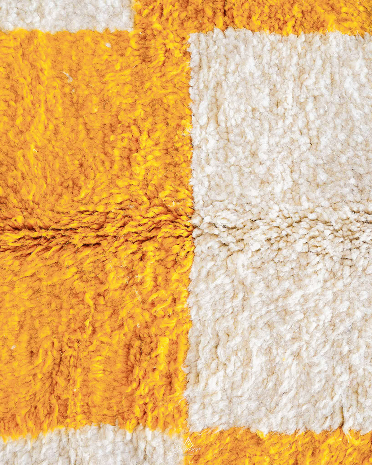 Yellow Checkered Carpet 3 X 5 Ft | 90 X 150 Cm / With Tassels / Short (0.4” / 1 cm)