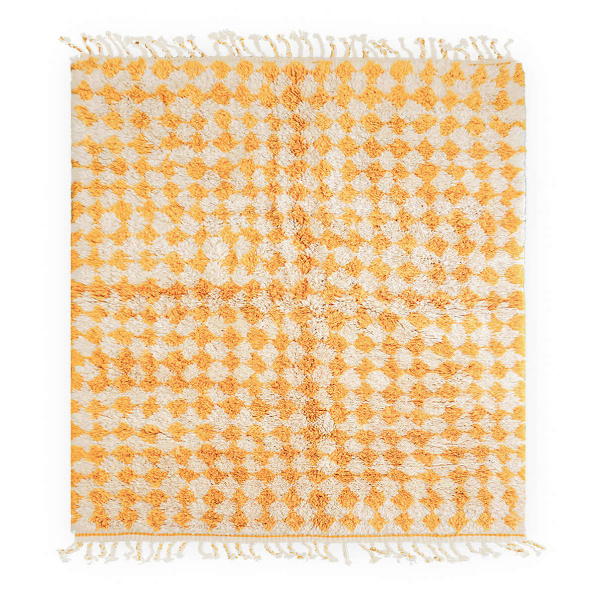 Yellow Checkered Moroccan Rug - Berber Handicraft