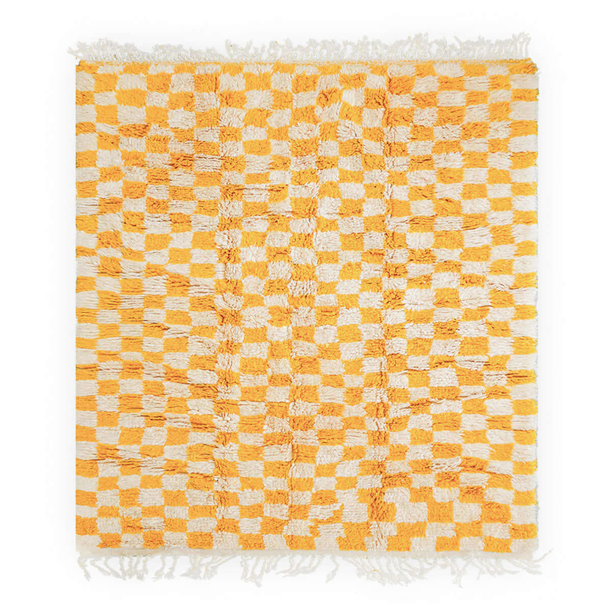 Yellow Checkered Rug - Berber Handicraft