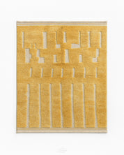 Yellow Moroccan Wool Rug 3 X 5 Ft | 90 X 150 Cm / With Tassels / Short (0.4” / 1 cm)