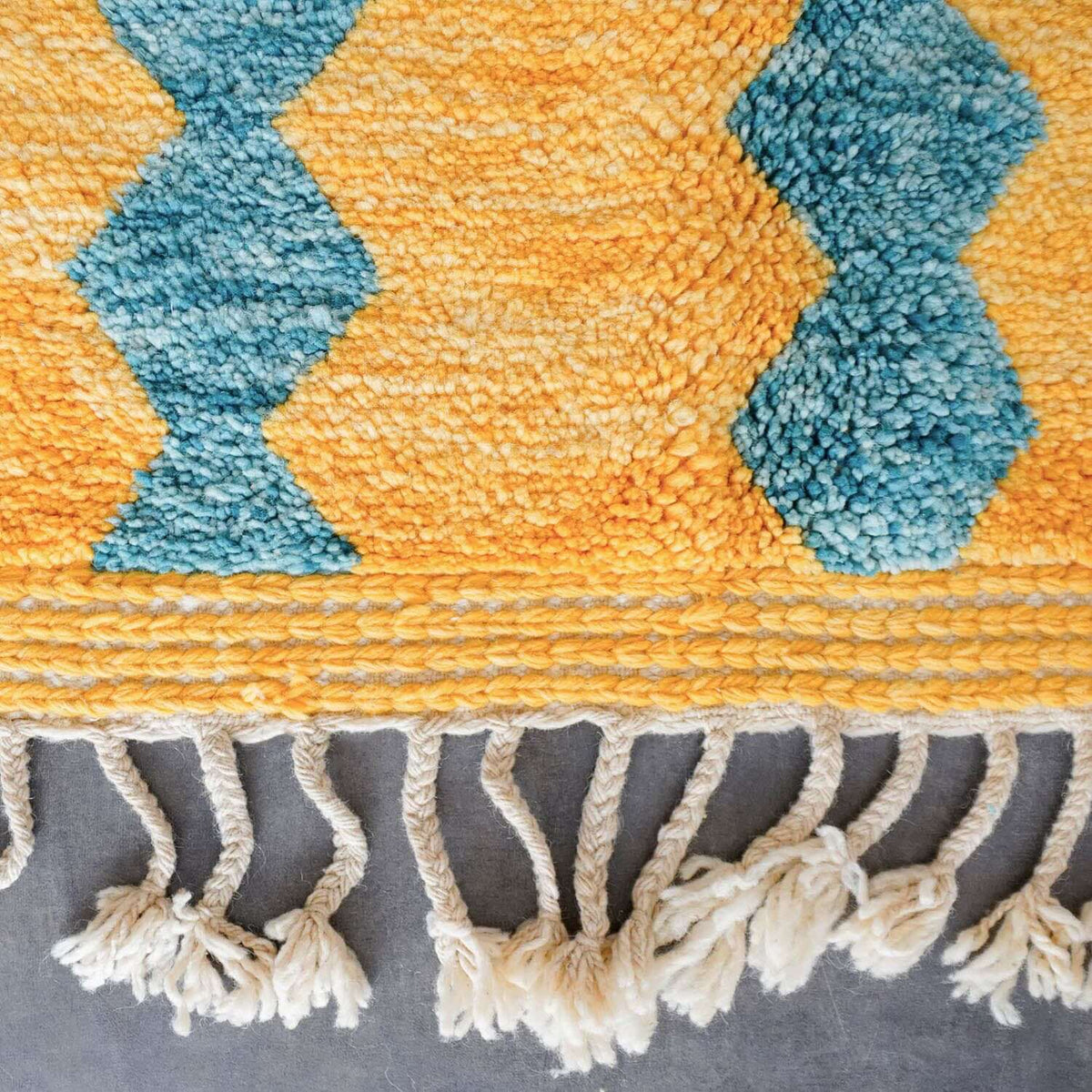 Yellow Turquoise Boujaad Rug - Berber Handicraft